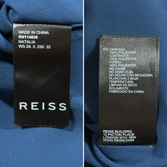 Reiss Women's Size US 6 / UK 10 Blue Teal Natalia V Neck Fit‎ & Flare Mini Dress - Picture 11 of 11